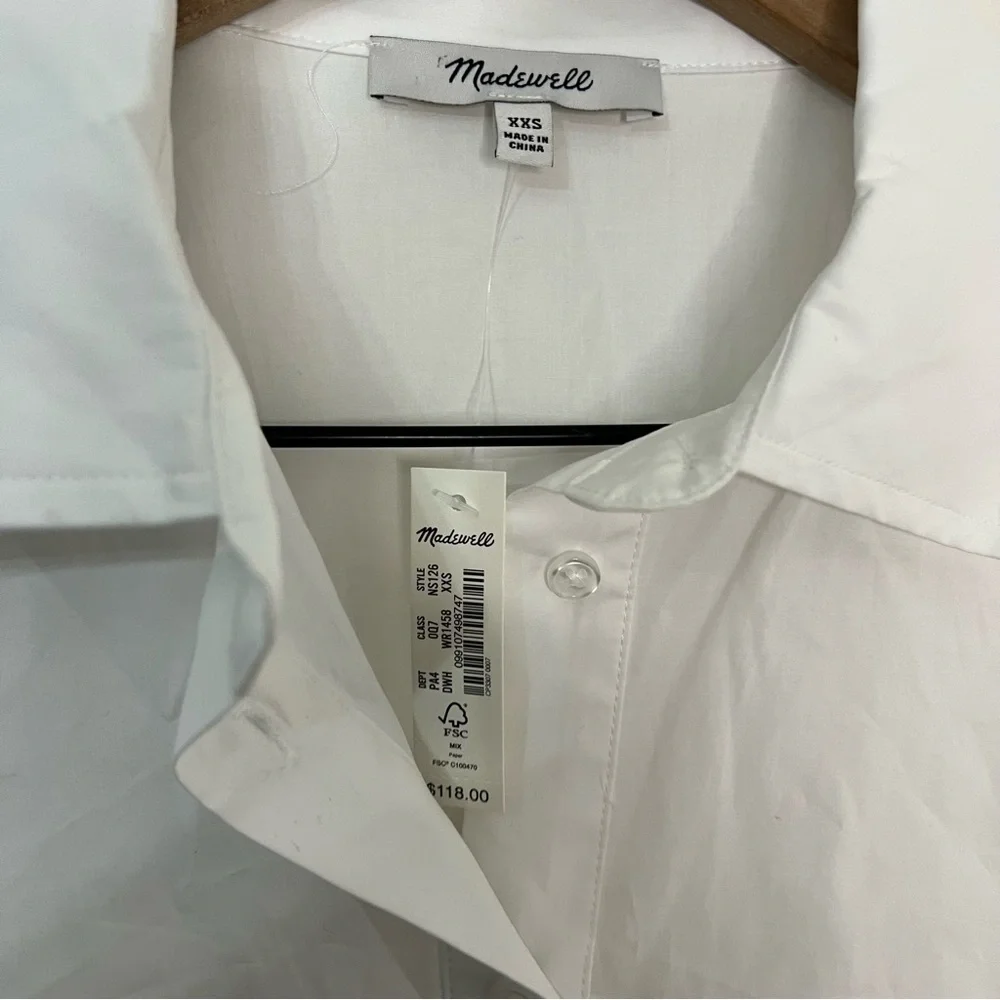NWT Madewell Button-Front Mini Shirtdress in Poplin Women's Regular XXS Resort - Picture 7 of 11